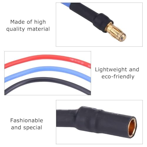 HERCHR 3Pcs 3.5mm Banana Extension Cable Banana Plug Gold Bullet Connector 16AWG Male Female 12in Silicone Wire for RC Brushless Motor ESC Extension Cable Wire RC Car Boat Parts