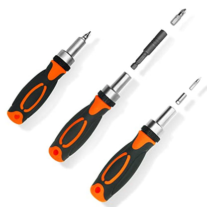 42 in 1 Ratcheting Screwdriver Set, Ratchet Wrench | Cr-V Steel, Rotatable Ratchet Handles ＆ Storage Case, Household Repair Tool Kits for Bike - style: 42pcs Ratchet Screwdriver