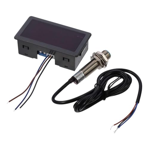 Digital LED Tachometer,Red Mini 4 Digit NPN Hall Proximity Switch Sensor Durable AC 110V-230V RPM Speed Measure Meter Lathes, Conveyor Belts