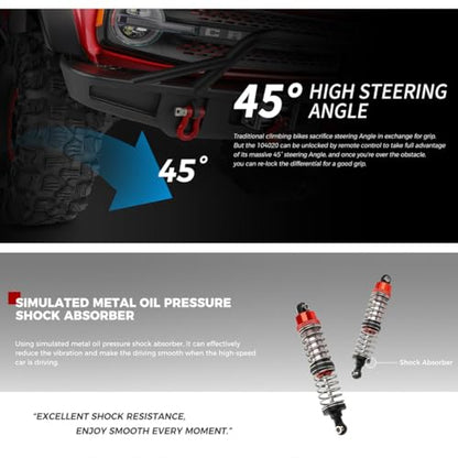 1/10 RC Crawler, 2.4G 4WD 11KMH High Speed Off-Road Car with Dual-Speed Modes, All-Terrain Car Rubber Tires, LED Lights(Metallic Grey/Without Winch) - color: Metallic Grey/Without Winch