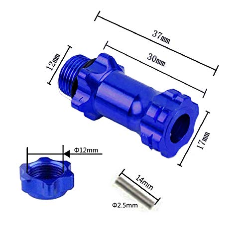 4PCS 17mm Aluminum Wheel Hex Hub 30mm Extension Adapter Capped Longer Combiner Coupler with Anti-Dust Cover for 1:8 RC Model Car Truck,Blue