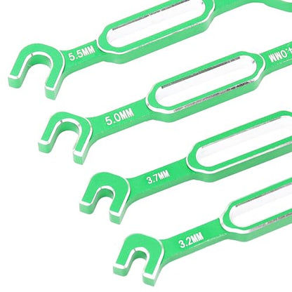 RC Car Wrench, 4PCS Aluminum Alloy Turnbuckle Nut Ball Joint Remover Spanner 3.0 to 6.0mm, with Double End Design, for RC Crawler Car Boat Drone Maintenance (Green) - color: Green