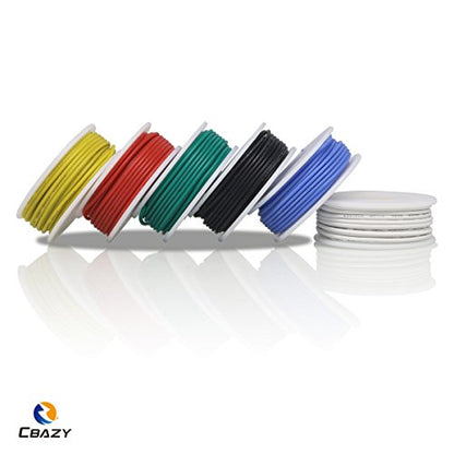 Silicone Wire Kit CBAZY Electric Wire Hook up Wire Kit (Solid Wire) 22 Gauge 6 Colors 19.6 feet Each Wires 22 AWG - color: silicone-soild-electrical wire, size: 22AWG