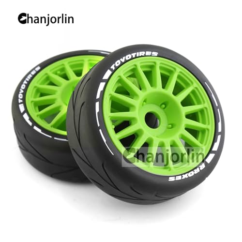 1/8 RC On Road Car Tires And Wheels Rims 17mm Hex 103mm Rubber Rally Tyres For 1:8 Scale RC On-Road Racing Car HPI WR8 HSP Hobao ARRMA Redcat Losi Kyosho VRX RC Rally Drift Car 4PCS (Green A) - color: Green a