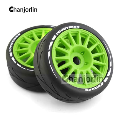 1/8 RC On Road Car Tires And Wheels Rims 17mm Hex 103mm Rubber Rally Tyres For 1:8 Scale RC On-Road Racing Car HPI WR8 HSP Hobao ARRMA Redcat Losi Kyosho VRX RC Rally Drift Car 4PCS (Green A) - color: Green a