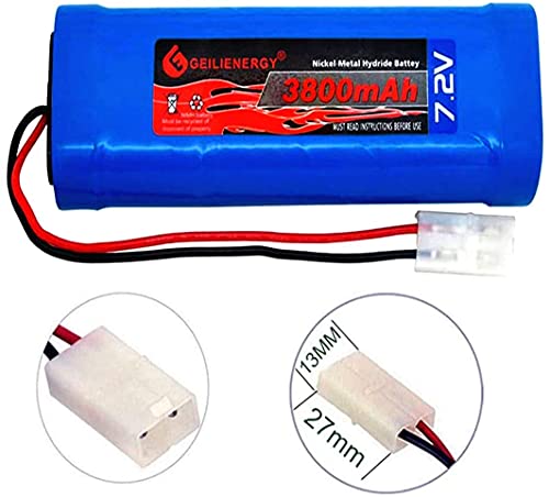 7.2V 3800mAh Ni-Mh Rechargeable RC Replacement Battery with Standard Tamiya Connector for RC Cars, Boats Robots(1 Pack) - color: 1 Pack