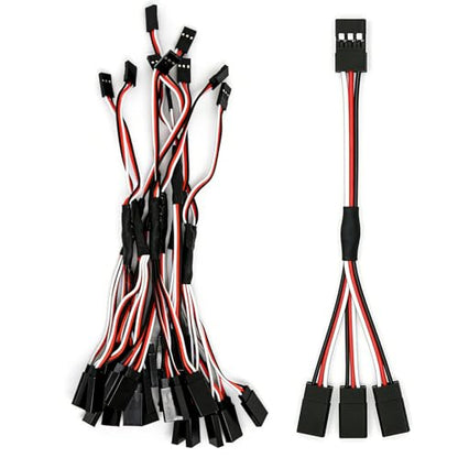 10PCS RC Servo Y Extension Cable 3-Pin Male to 3 Female Y Harness Splitter, 200mm Servo Extension Wire Compatible with JR Futaba JST for RC Car Airplane Helicopter - style: 1 Male to 3 Female