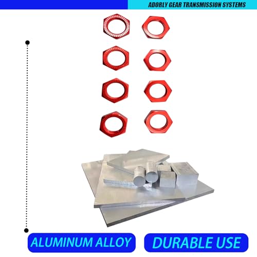 8pcs Alloy Wheel Nuts 17mm Thread 1.0 for Arrma 6s 3s Typhon Notorious Kraton Outcast Talion Infraction Limitless Felony Mojave Wheel Nuts Parts Red WARAC9763R