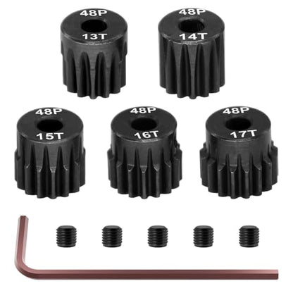OGRC 48P Pinion Gears 13T 14T 15T 16T 17T 3.175mm (1/8-Inch) Motor Gears | Steel Hardened, 0.53M, for Traxxas Arrma HSP HPI AXIAL Tamiya Losi 1/10 RC Car