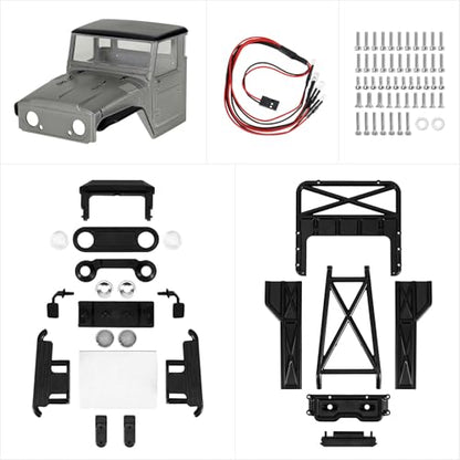 INJORA IR40-24 Half Truck Hard Body with Cage for 1/24 SCX24 Upgrade(Grey) - color: Grey