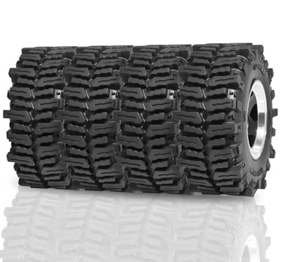 1.3" RC Beadlock Wheel Tires Set 64x26mm for SCX24 TRX4M, Black (4PCS) | Upgraded 1.45-inch Wheel for 1/24 SCX24 AX24 FCX24 1/18 TRX4M FMS RC Crawler Car Upgrade - color: Balck