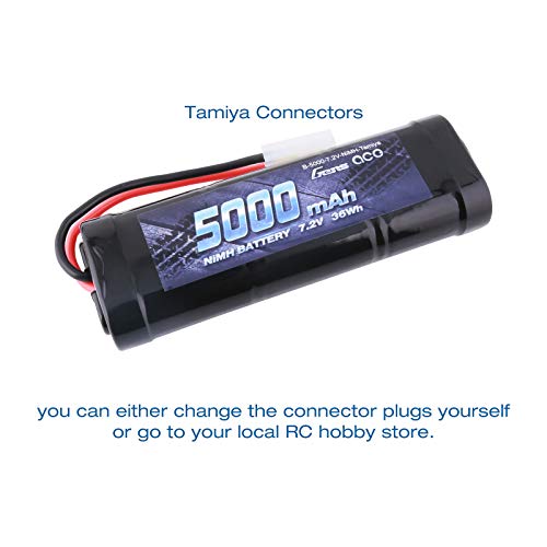 Gens ace 7.2v 5000mAh NiMh Rechargable RC Battery Packs for RC Cars,Electric Rc Monster Trucks,TRX, LOSI, Associated, HPI, TMY, Kyosho with TMY Connectors