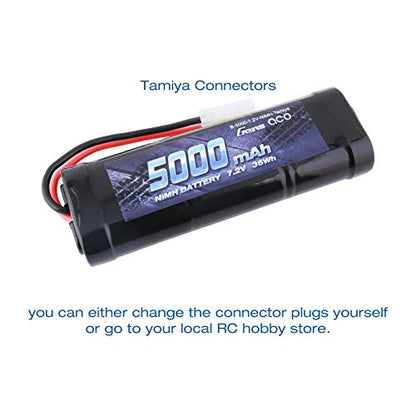 Gens ace 7.2v 5000mAh NiMh Rechargable RC Battery Packs for RC Cars,Electric Rc Monster Trucks,TRX, LOSI, Associated, HPI, TMY, Kyosho with TMY Connectors
