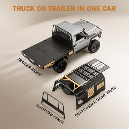 ARRIS MN82S 1/12 Toyota LC79 RC Rock Crawler 4WD RTR Truck | Realistic LC79 Body, LED Lights, Full Proportional Control, Trail Ready Design - color: Mn82s-black