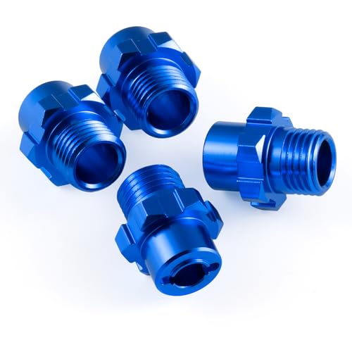 4Pcs Aluminum Alloy RC Hex Combiner Wheel Hex Hub Adapter Upgrades for 1/8 Tra-xxas Jato VXL 2S RC Monster Trucks (Blue) - color: Blue