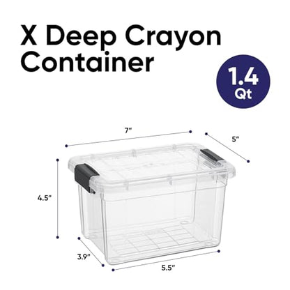 Superio Mini Storage Container Plastic Crayon Box Art Supplies and Sewing Case Stackable Clear Small Organizer for Beads, Stationery, Chalk, and Food, 1.4 Quart, 2 Pack - size: 1.4 Quarts, style: 2 Pack