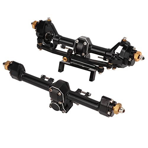 RiToEasysports Portal Axle Kit, CNC Aluminum Alloy Front Rear Assembly with Hardened Steel Gears for Axial SCX24 1/24 RC Crawler Car - color: Black