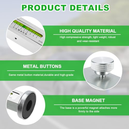Adjustable Magnetic Gauge Tool, Camber Castor Strut Wheel Alignment Gauge with Magnetic Base, Universal Automotive Wheel Alignment Tool for Car Truck RV Tire Repair (White) - color: White