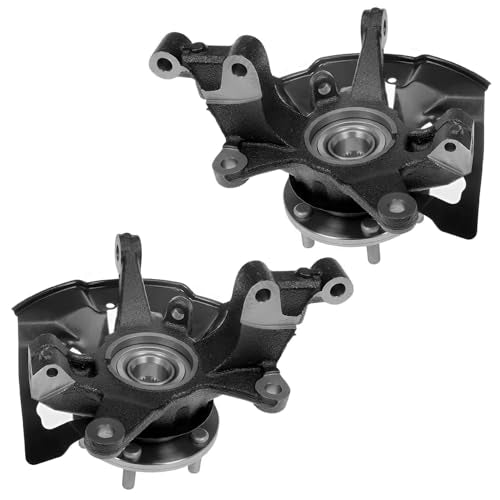 Detroit Axle - FWD Front Steering Knuckles w/Hub + Rear Wheel Hub Bearings | Replacement for 2007-2012 Mazda CX-7 - size: 4UW50455/Kit