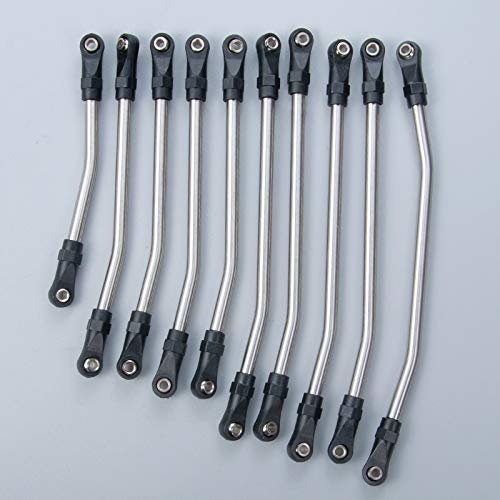 10pcs/Set Stainless Steel Steering Link Rod Linkage Set for Axial SCX10 Crawler