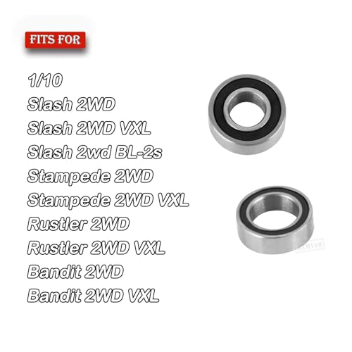RC Bearings Kit Upgrades Part for 1/10 Slash 2WD VXL/Stampede 2WD VXL/Rustler 2WD VXL/Bandit 2WD VXL,Rubber Sealed Precision Ball Bearings,Black - color: Black- 1 Set