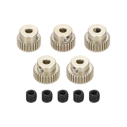 5Pcs 64DP Pinion Gear Set 26T 27T 28T 29T 30T for 3.175 mm Shaft Aluminium Alloy Pinion Gear with Screws for RC Motor