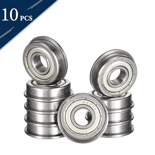 F699ZZ Flanged Ball Bearing, ID 9mm x OD 20mm x Width 6mm Miniature Bearings, Double Metal Shielded Deep Groove Bearings, Pre-Lubricated (GCr15) Chrome Steel 10pcs - size: F699ZZ 9mmx20mmx6mm