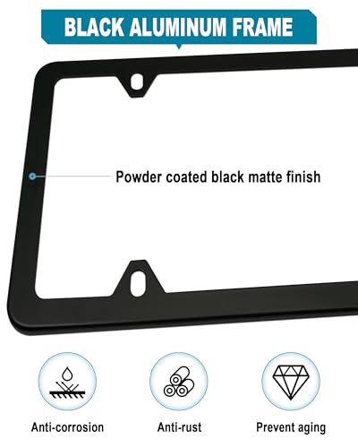 Magnetic License Plate Holder Bracket, Only for Metal Car Bumper | 4 Pack Strong Neodymium Magnet Mount, Rubber Coating, Black Aluminum Frame Screws, For Dealer Temporary Plate - color: Black-Slim edge
