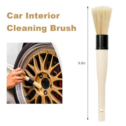 Car Detailing Brush, Scratch-Free Boar Hair Cleaning Tool Auto Detail Brushes, Universal Vehicle Interior Cleaner Soft Bristles for Cleaning Wheels Engine Air Vents - color: 1 PCS