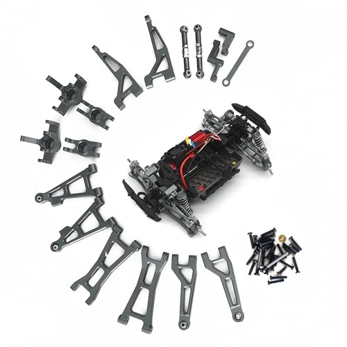 Compatible with Hyper GO RC Car Parts, 1/16 Metal Upgrade Aluminum Accessories, Replacement Parts kit for H16BM H16GT H16DR H16 MJX 16207 16208 16209 16210 (Gray) - color: Gray