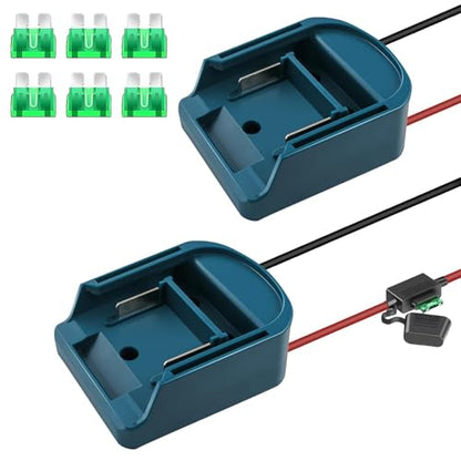 2 Pack Power Wheel Adapter for Makkita 18V LXT Battery, 14AWG Wire with Switch, Fuse & Terminals, DIY Power Converter for Ride On Cars, RC Toys, Work Lights & Robotics - style: 2pcs for Mak 18v