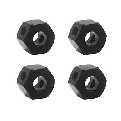 4Pack 12mm Metal Wheel Hex Hub Adapter Connector Compatible with WPL B14K C-14 C-24 1/16 MN-D90 MN-D90K MN45 MN99 1/12 RC Car Truck (Black) - color: Black