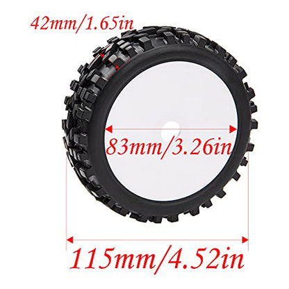 17mm Hub 4.52''OD Rubber Tires & Plastic Wheel Rim with Foam for 1/8 Scale Arrma Python HSP Redcat Kyosho ExceedRC Traxxas Losi HPI XTR Badlands Off-Road RC Buggy, Black