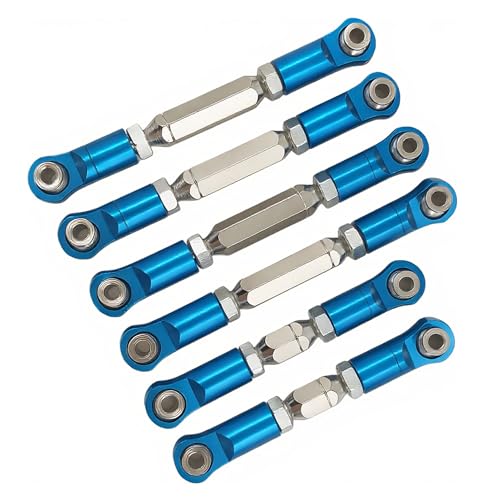 Adjustable Tie Rod Set for ARRMA Granite Senton Vorteks 550 (Blue) | Aluminum,RC Linkage,Turnbuckles,Toe Links,6PCS,1/10,4X4,4X2,Steering Upgrade,AR330446 Compatible - color: Blue