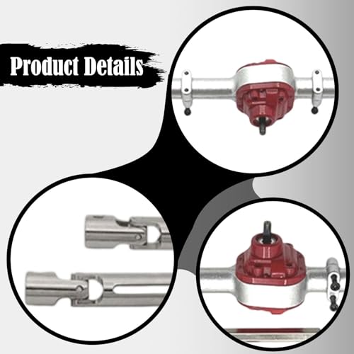 Colaxi Metal Front Rear Axles Set 1/12 Scale RC Car Upgrade Repairing DIY Replace Parts Drive Shafts for MN82T MN82 MN82S LC79, Red - color: Red
