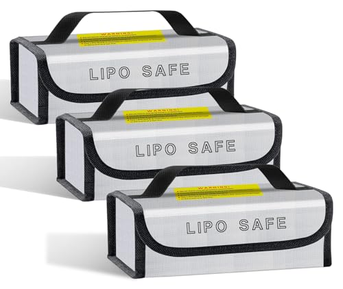 3PCS 185 * 60 * 75mm Lipo Battery Safe Bag Charging Bag for Lipo Battery Pack Storage Charging Transport,Home Travel Fireproof Safe Storage Pouch - size: 185*60*75mm