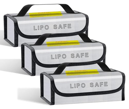 3PCS 185 * 60 * 75mm Lipo Battery Safe Bag Charging Bag for Lipo Battery Pack Storage Charging Transport,Home Travel Fireproof Safe Storage Pouch - size: 185*60*75mm