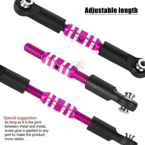 RC Aluminum Adjustable Turnbuckles Camber Links Toe Link Upgrades Part for 1/10 Senton/Granite/Vorteks 3S BLX(Mega 550).Alloy Adjustable Turnbuckles Hops Up.Pink(6PCS) - color: Pink(for 1/10)