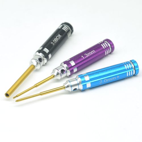 RC Aluminum Tool Set for AXIAL 1/30 SCX30 RC Crawler Car, Hex 1.3mm, PH 2.0mm, Mini Box Nut, Gold Titanium Coated Tips (RC Aluminum Tool Set) - color: Rc Aluminum Tool Set