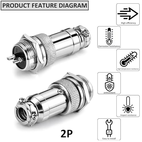 Clyxgs 2-Core Aviation Plug Connector Male Female 16mm Panel Mount Metal Wire Adapter 10PCS - style: GX16-2-10