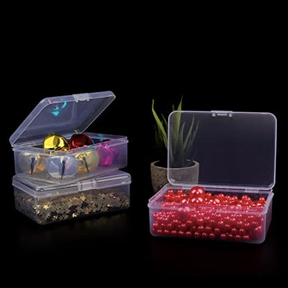 Clear Plastic Beads Storage Containers Empty Mini Storage Containers Box,12 Pack Plastic Storage Container with Lids,Beads Storage Box with Hinged Lid for Beads,Earplugs,Pins (5 x 3.4 x 1.7 inch) - size: 5 x 3.4 x 1.7 inch