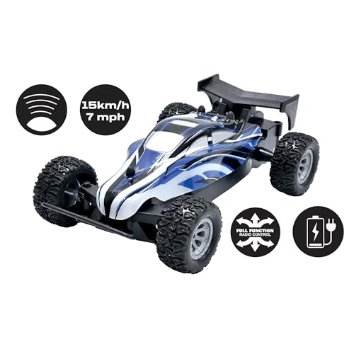 Lexibook, Crosslander® Mini Buggy Radio Controlled Buggy Speed Up to 15KM/H Front & Rear Bumpers Rechargeable, Blue, RC17 - style: RC17