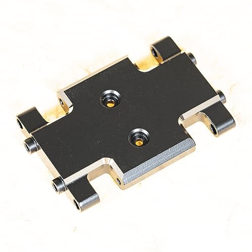 RampCrab Skid Plate Transmission Mount for AX24, Black Coating, Brass Mount for AX24 XC-1, 21 Grams, Upgrades Parts for 1/24 RC Crawler Car - color: Brass-Black