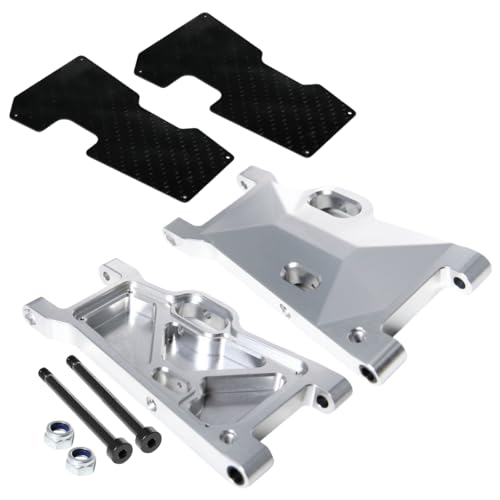 GTBRacing CNC Aluminum Alloy Front Rear Universal Suspension Arms Set for 1/5 RC Car LOSI Desert Buggy XL DBXL DBXL-E V1.0/2.0 Upgrade Part (with Carbon Fiber Plate Silver) | Aluminum Losi dbxl arm - color: With Carbon Fiber Plate Silver