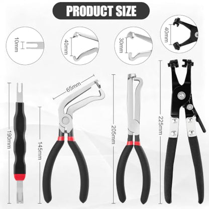 4PCS Premium Electrical Disconnect Pliers | Auto electrical plug connector tool, heavy duty hose clamp pliers with terminal pin removal tool for circuit repair, black