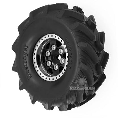 REDSPIDER 1.0 Beadlock Wheels and MUD Tires Set for 1/24 1/18 RC Crawler Car SCX24 TRX4M FCX24M FCX18 TRX4M UTB18 (Black) - color: Black