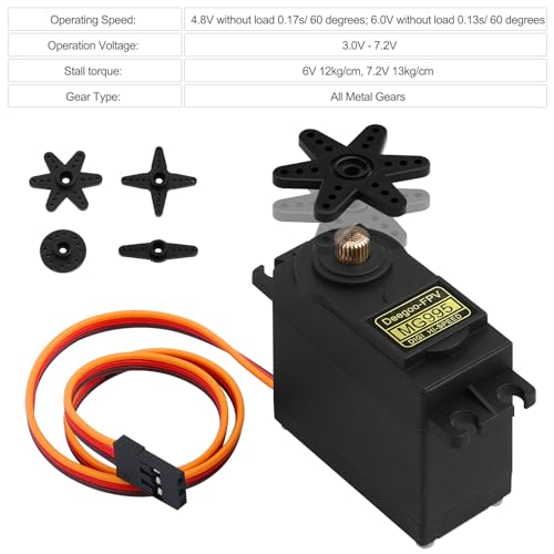 6PCS MG995 55g Servo RC Servos Digital High Speed Torque Servo Motor Metal Gear Servo Waterproof for Futaba JR RC Car Airplane Helicopter Mechanical Arm Control Angle 180° - style: MG995-6pack