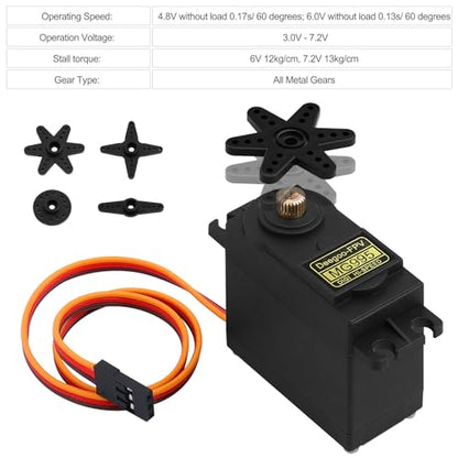 6PCS MG995 55g Servo RC Servos Digital High Speed Torque Servo Motor Metal Gear Servo Waterproof for Futaba JR RC Car Airplane Helicopter Mechanical Arm Control Angle 180° - style: MG995-6pack