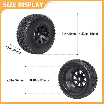 Pre-Glued RC 1/10 Short Course Truck Tires and Wheels Set 12mm Hex for Traxxas Slash 4x4 BL-2S 2WD Losi SCT Redcat Blackout SC HPI, with Foam Inserts - style: Type 2