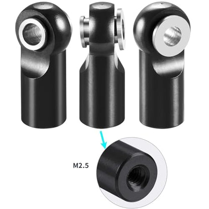 10Pcs/Set Metal M2.5 Link Tie Rod End Ball Joint for RC Model Car Boats Airplane Linkage Replacement Parts RC Links Linkage(Black) - color: Black